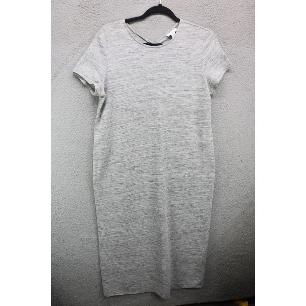 Pure Jill Short Sleeve Gray Maxi Dress-Medium-Pockets-Pima Cotton-Soft